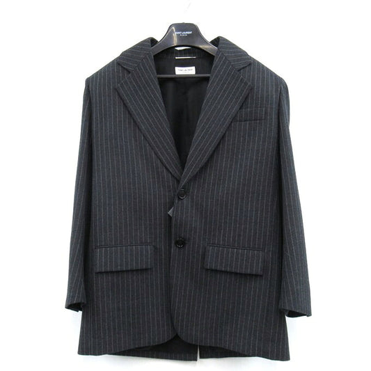 SAINT LAURENT 2023 Striped Tailored Blazer Gray Size U