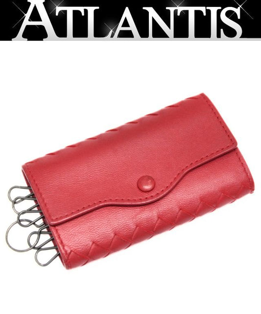 BOTTEGA VENETA Intrecciato Leather 6-Key Case Red