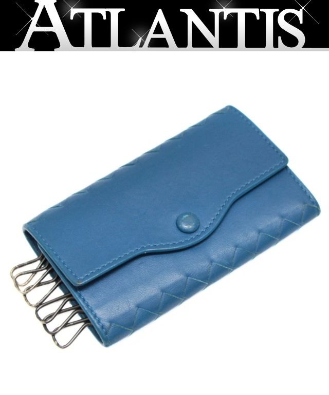 BOTTEGA VENETA Intrecciato Leather 6-Key Case Blue