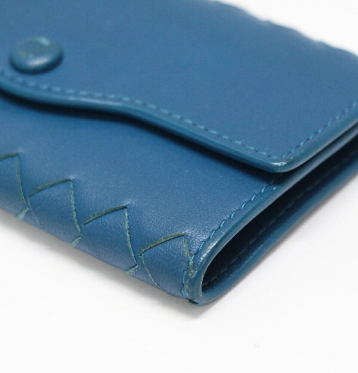 BOTTEGA VENETA Intrecciato Leather 6-Key Case Blue