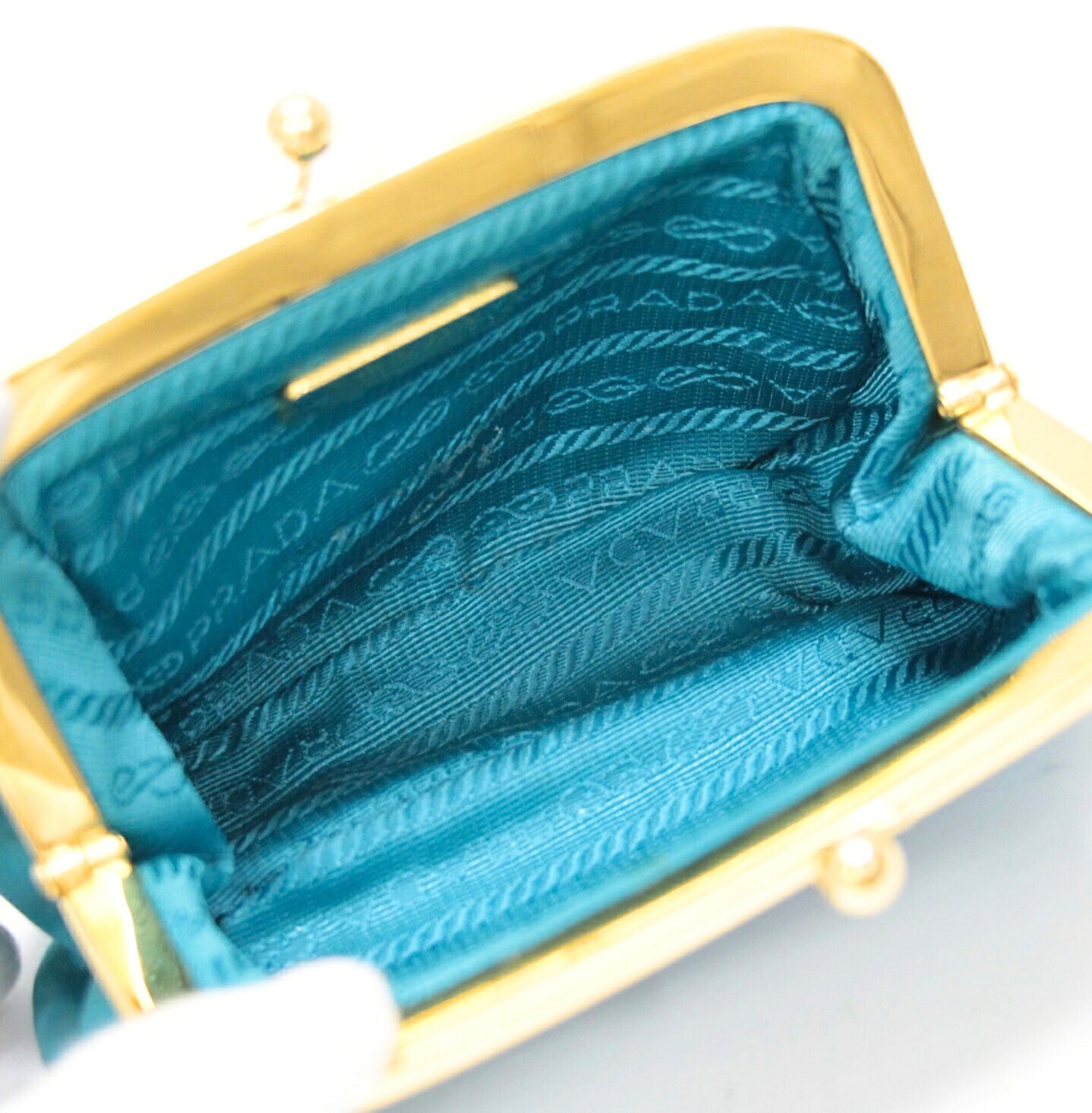 PRADA Triangle Logo Nylon Clasp Wallet Blue Size ONE SIZE