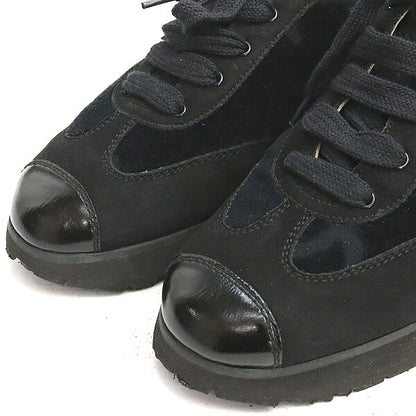 CHANEL Vintage Coco Mark Black Velour Sneakers Size 36