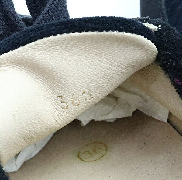 CHANEL Vintage Coco Mark Black Velour Sneakers Size 36