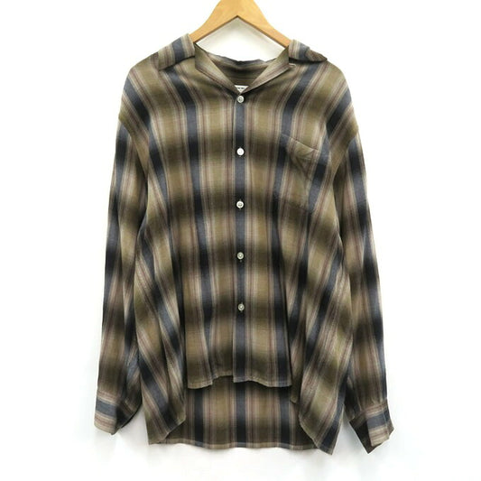 WACKO MARIA Ombre Check Open Collar Long Sleeve Shirt Brown Size XL