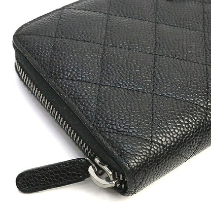 CHANEL Matelasse Caviar Skin Round Zip Wallet Size ONE SIZE
