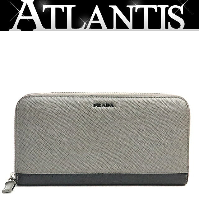 PRADA Saffiano Leather Round Zip Long Wallet Size ONE SIZE