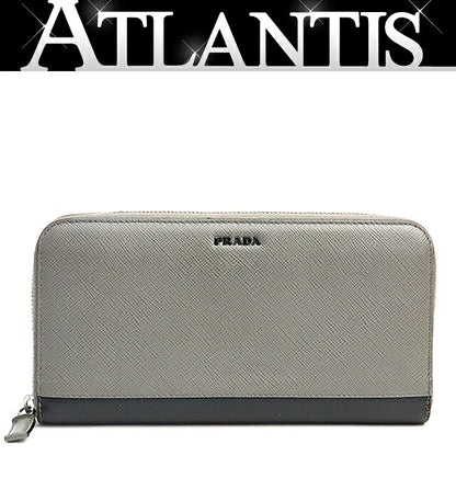 PRADA Saffiano Leather Round Zip Long Wallet Size ONE SIZE