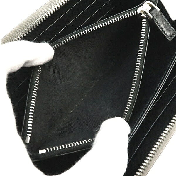 PRADA Saffiano Leather Round Zip Long Wallet Size ONE SIZE