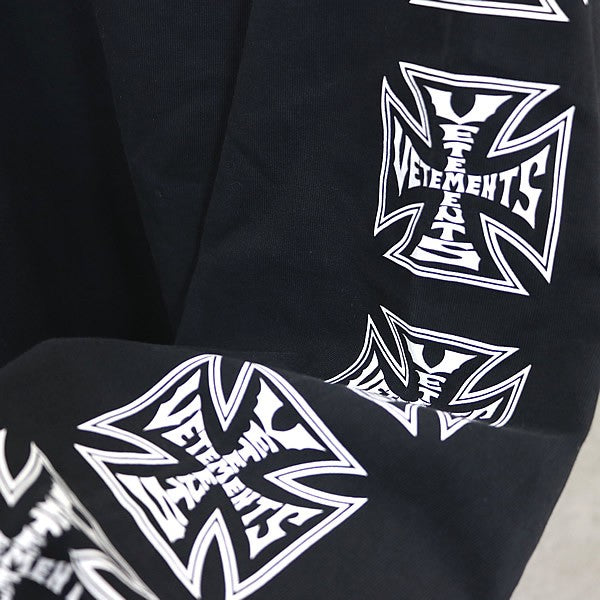 VETEMENTS 26SS Biker Cross Long Sleeve T-Shirt Black Size M