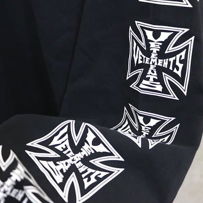 VETEMENTS 26SS Biker Cross Long Sleeve T-Shirt Black Size M