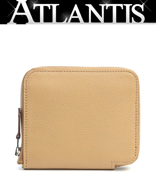 HERMES Azap Compact Silk'in Evercolor Leather Wallet Chai