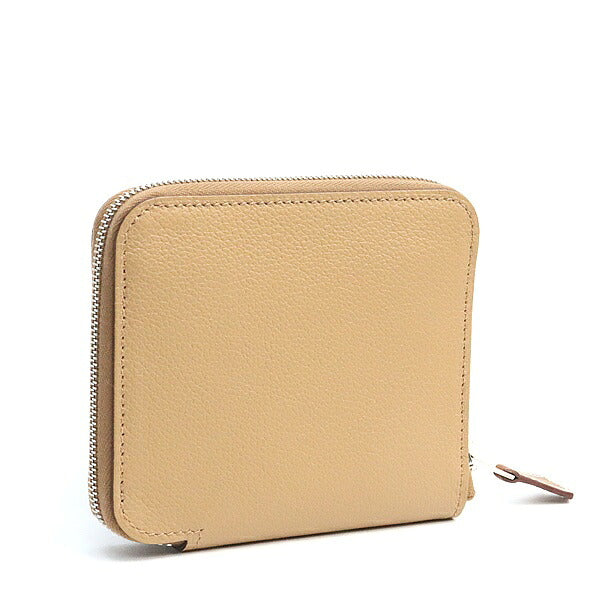 HERMES Azap Compact Silk'in Evercolor Leather Wallet Chai
