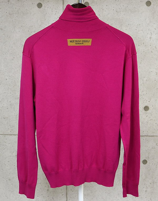 LOUIS VUITTON Wool Logo Embroidered Turtleneck Knit Size M