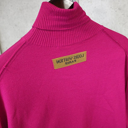 LOUIS VUITTON Wool Logo Embroidered Turtleneck Knit Size M