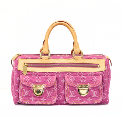 Louis Vuitton Neo Speedy Monogram Denim Handbag Pink