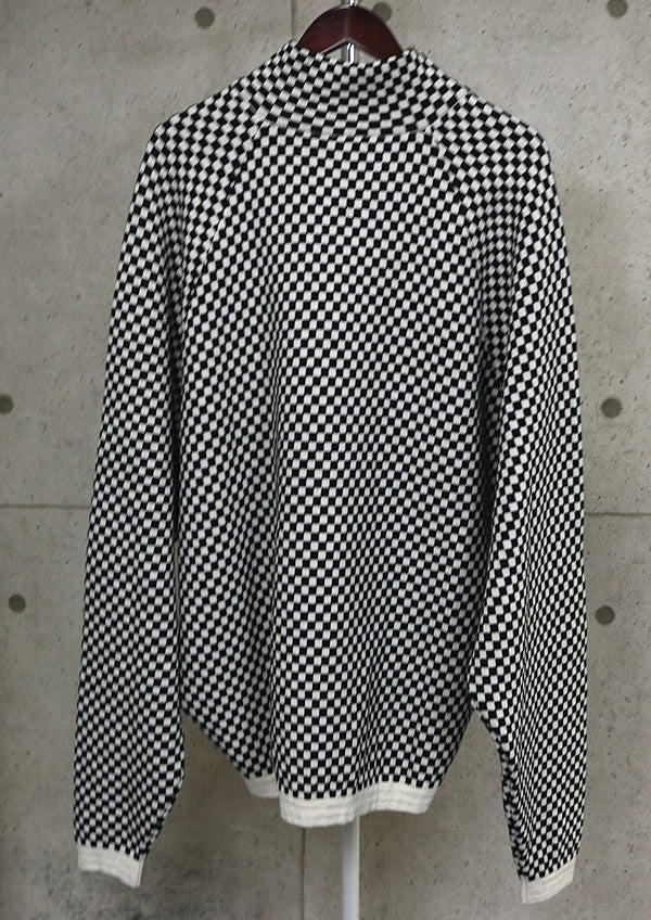 RAF SIMONS Checkered Wool Zip Knit Hoodie B/W Size 1
