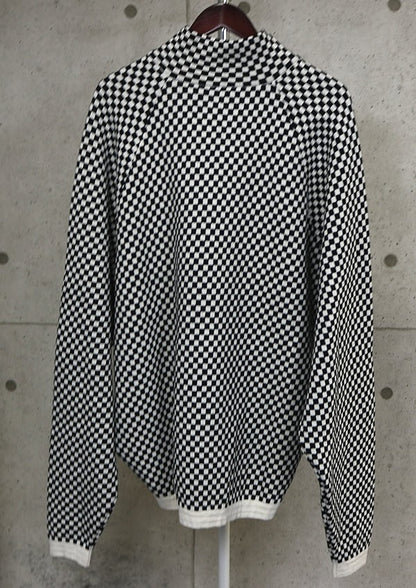 RAF SIMONS Checkered Wool Zip Knit Hoodie B/W Size 1