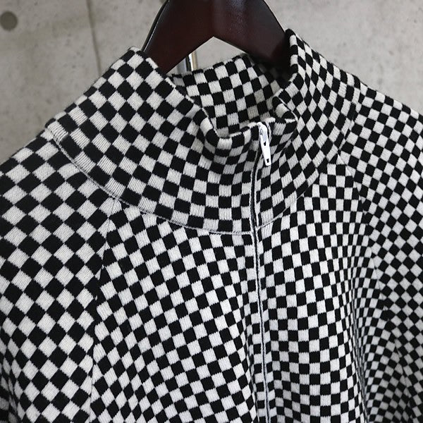 RAF SIMONS Checkered Wool Zip Knit Hoodie B/W Size 1