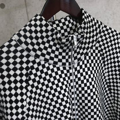 RAF SIMONS Checkered Wool Zip Knit Hoodie B/W Size 1