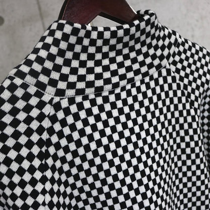 RAF SIMONS Checkered Wool Zip Knit Hoodie B/W Size 1