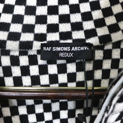 RAF SIMONS Checkered Wool Zip Knit Hoodie B/W Size 1