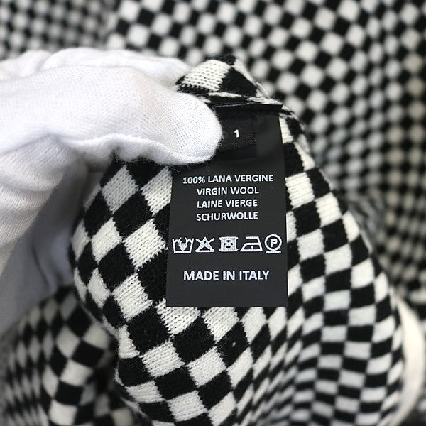 RAF SIMONS Checkered Wool Zip Knit Hoodie B/W Size 1
