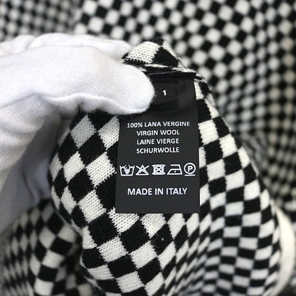 RAF SIMONS Checkered Wool Zip Knit Hoodie B/W Size 1