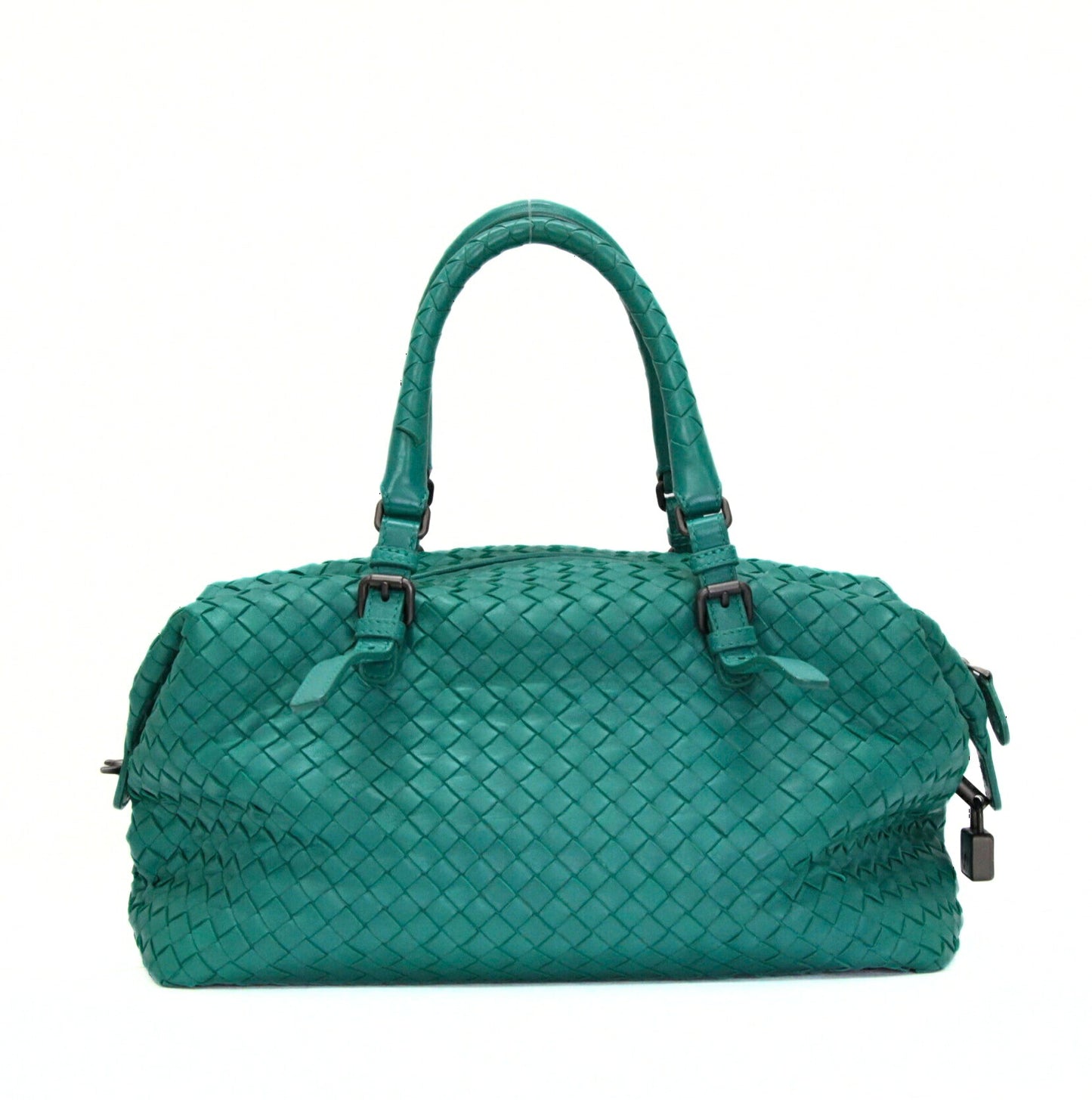 Bottega Veneta Intrecciato Leather Mini Boston Bag Green