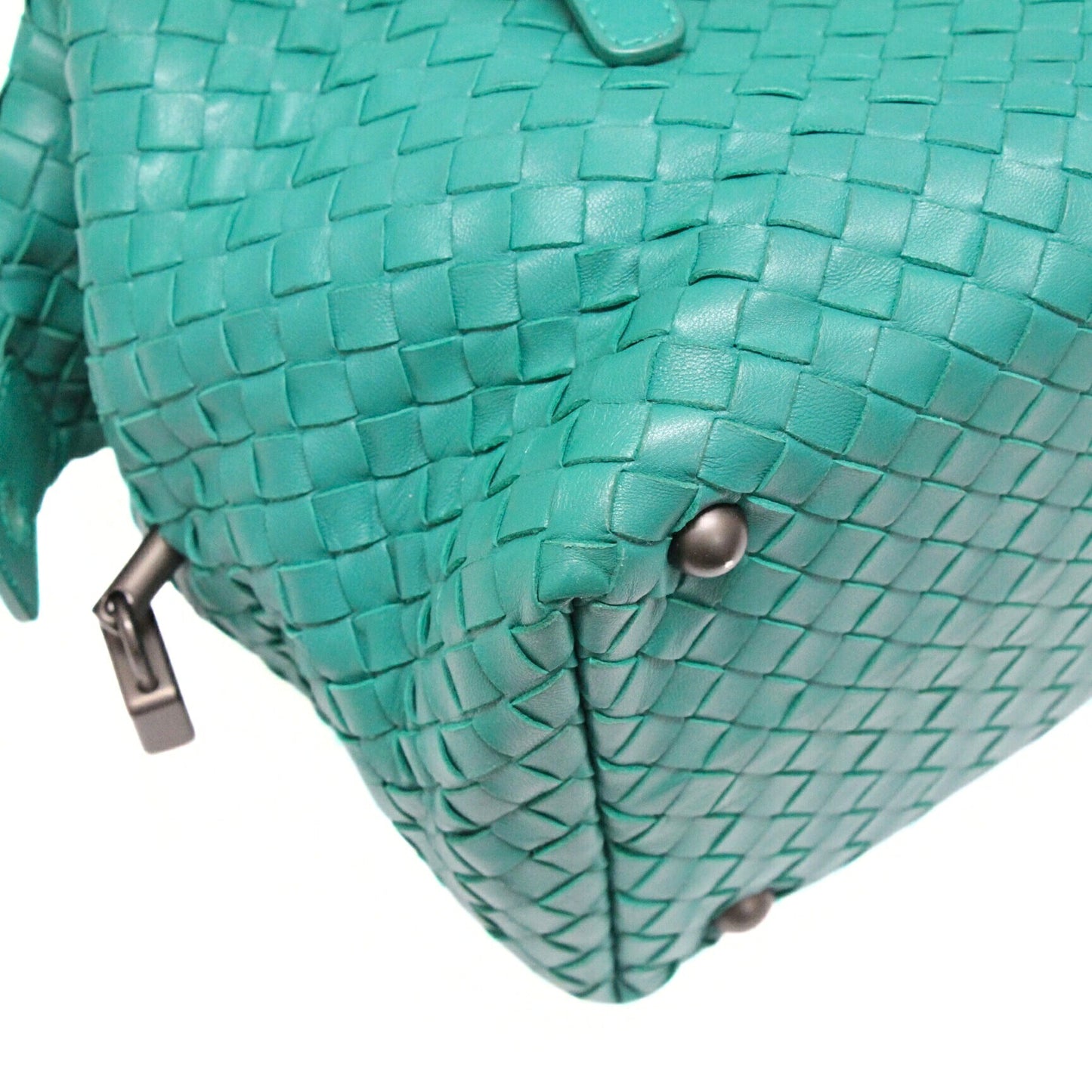 Bottega Veneta Intrecciato Leather Mini Boston Bag Green