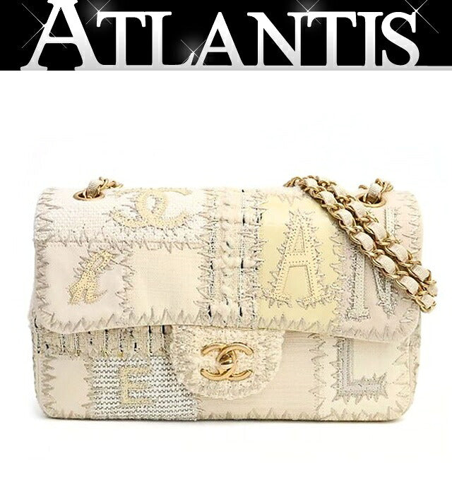 CHANEL Matelasse 25 Tweed W Chain Bag White Size ONE SIZE