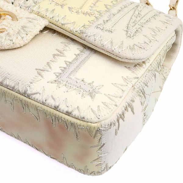 CHANEL Matelasse 25 Tweed W Chain Bag White Size ONE SIZE