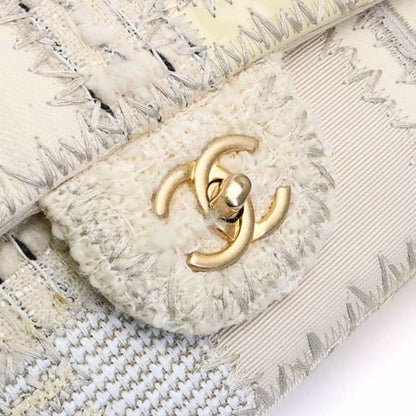CHANEL Matelasse 25 Tweed W Chain Bag White Size ONE SIZE