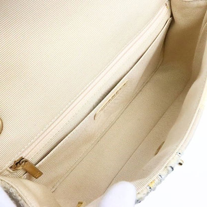 CHANEL Matelasse 25 Tweed W Chain Bag White Size ONE SIZE