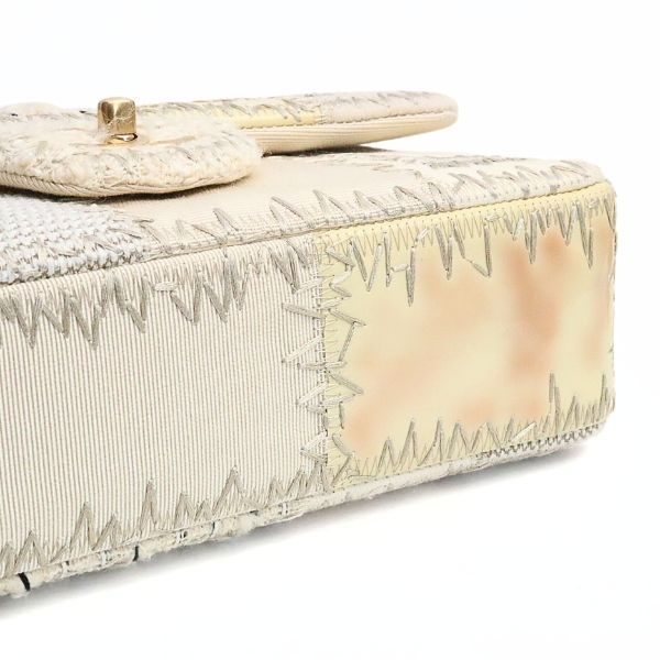 CHANEL Matelasse 25 Tweed W Chain Bag White Size ONE SIZE