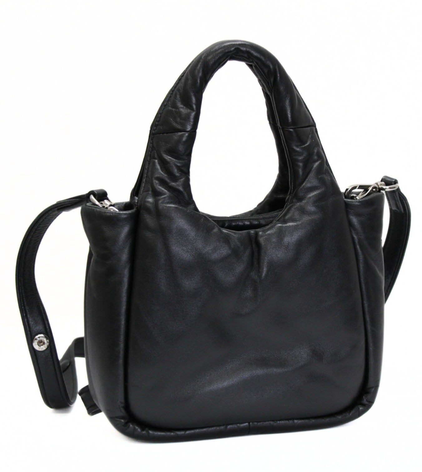 PRADA Padded Mini 2-Way Leather Bag Black Size ONE SIZE