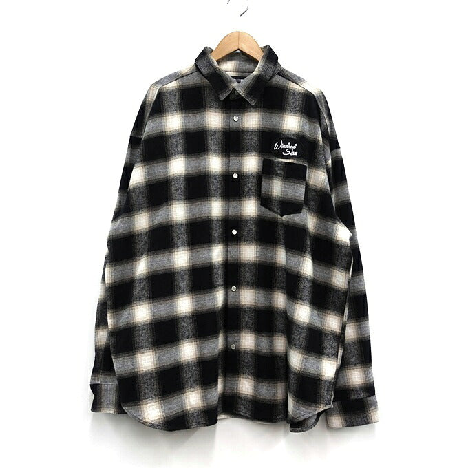 WIND AND SEA Flannel Cotton Shirt Black/White Size XL