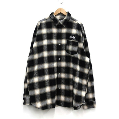 WIND AND SEA Flannel Cotton Shirt Black/White Size XL