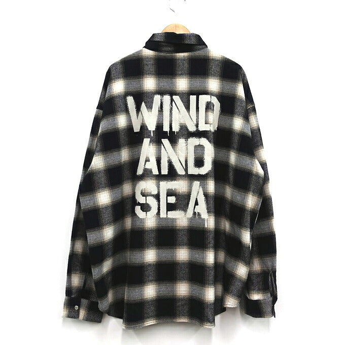 WIND AND SEA Flannel Cotton Shirt Black/White Size XL