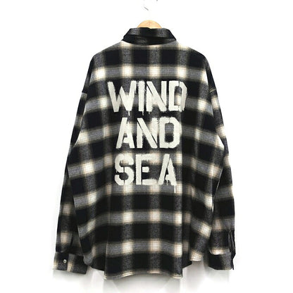 WIND AND SEA Flannel Cotton Shirt Black/White Size XL