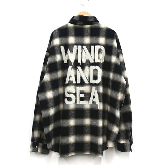 WIND AND SEA Flannel Cotton Shirt Black/White Size XL