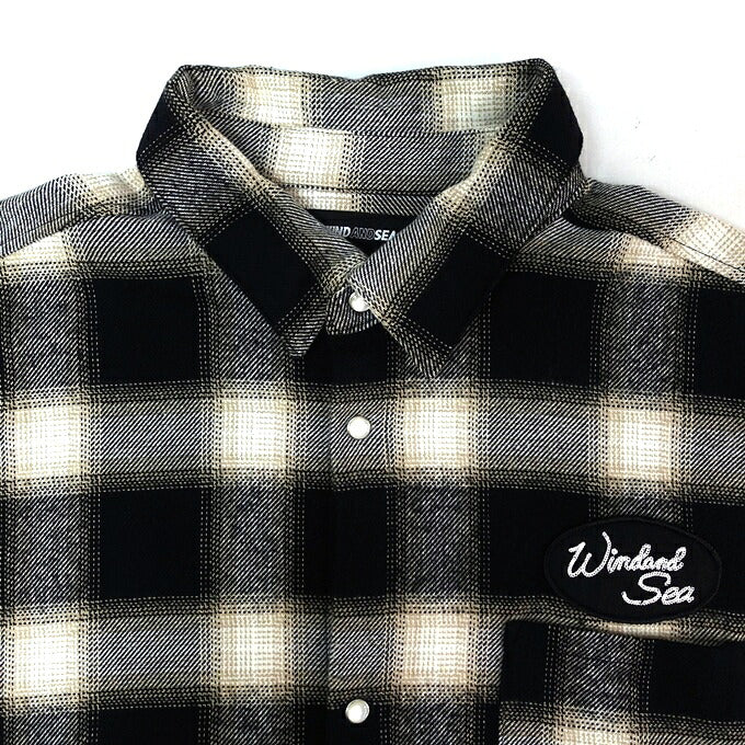WIND AND SEA Flannel Cotton Shirt Black/White Size XL