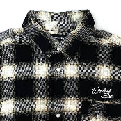 WIND AND SEA Flannel Cotton Shirt Black/White Size XL