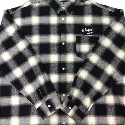 WIND AND SEA Flannel Cotton Shirt Black/White Size XL