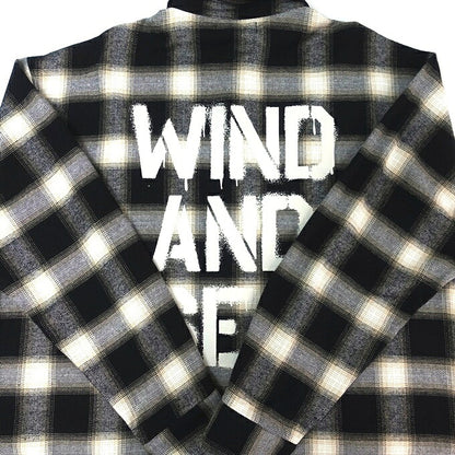 WIND AND SEA Flannel Cotton Shirt Black/White Size XL