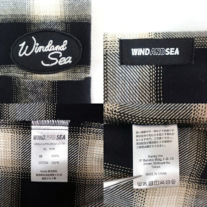WIND AND SEA Flannel Cotton Shirt Black/White Size XL