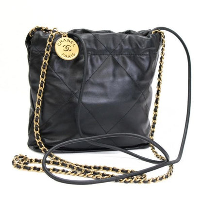 CHANEL 22 Mini Calfskin Chain Bag Black Size ONE SIZE