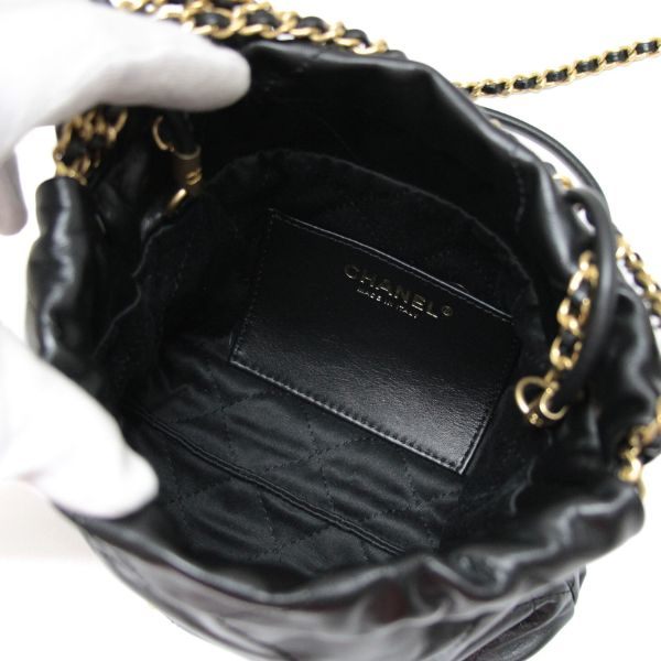CHANEL 22 Mini Calfskin Chain Bag Black Size ONE SIZE