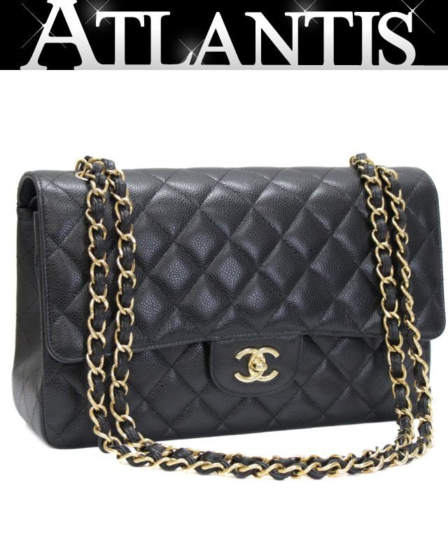 CHANEL Matelasse 30 Caviar Chain Bag Black Size ONE SIZE
