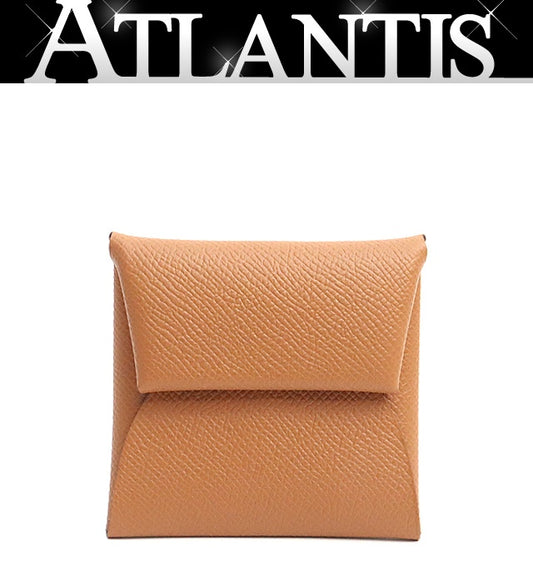 HERMES Bastia Epsom Leather Coin Purse Gold Size ONE SIZE