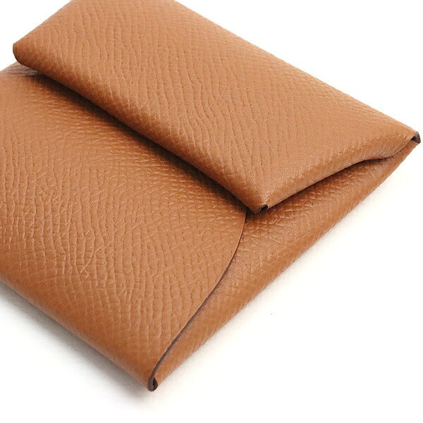 HERMES Bastia Epsom Leather Coin Purse Gold Size ONE SIZE